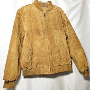🛑Vintage Reed Mens Tan Suede Leather Zip-up Bomber Jacket Coat Size 2XLT